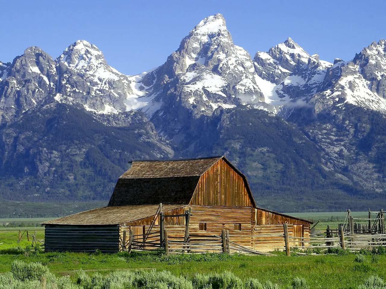 The T. A. Molton Barn below the Teton Range in Grand Teton National Park, WY.