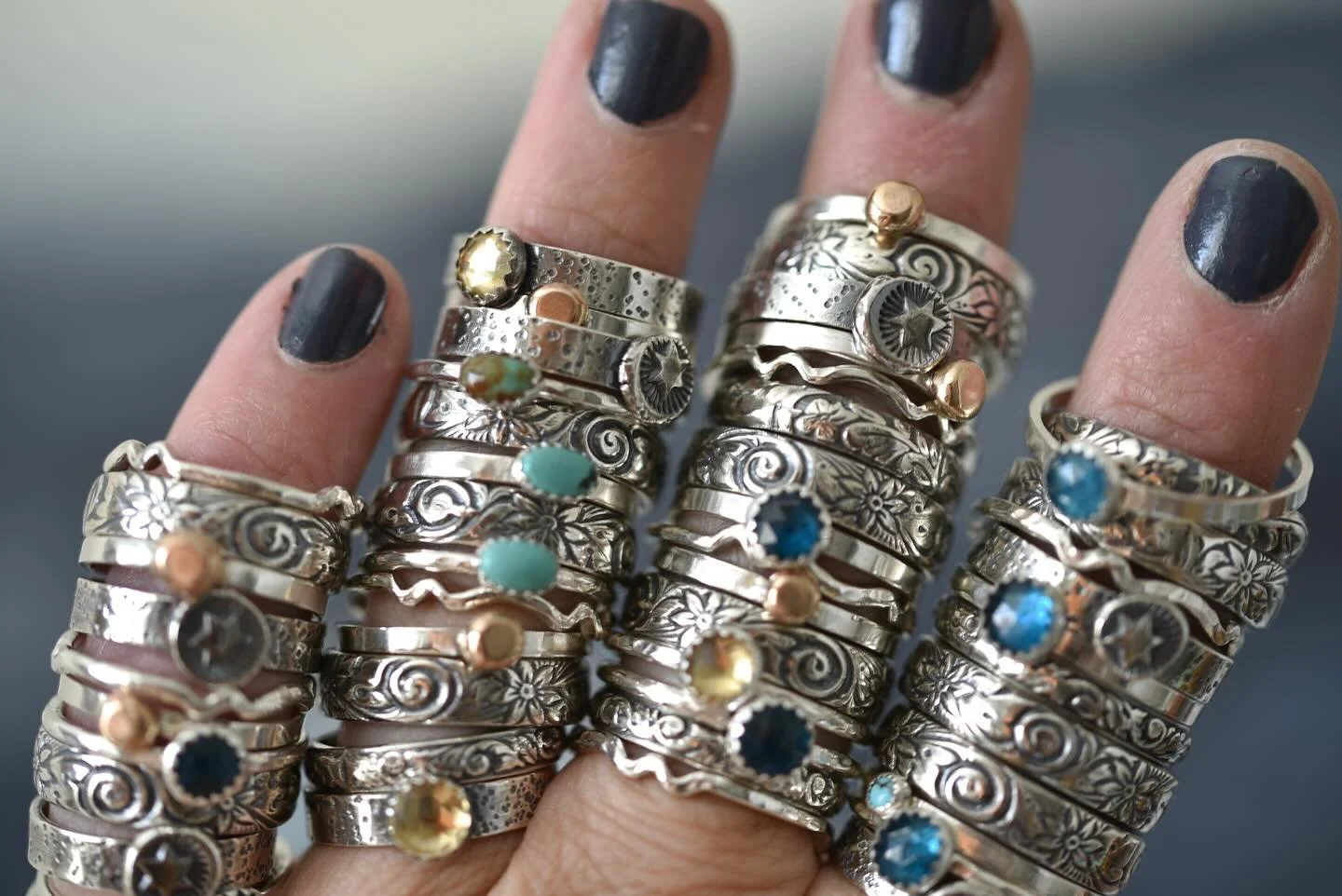 💫S T A C K I N G  R I N G S💫- Headed with me to Franklin TN for Pumpkinfest Sat Oct 25th 10-6pm. Find me at booth #133 with lots of new pieces - 
.
.
.
.
.
 #amysabatierdesigns #pumkinfestfranklintn #ooak #powerfulenergy #tnartist #boho  #stacksare