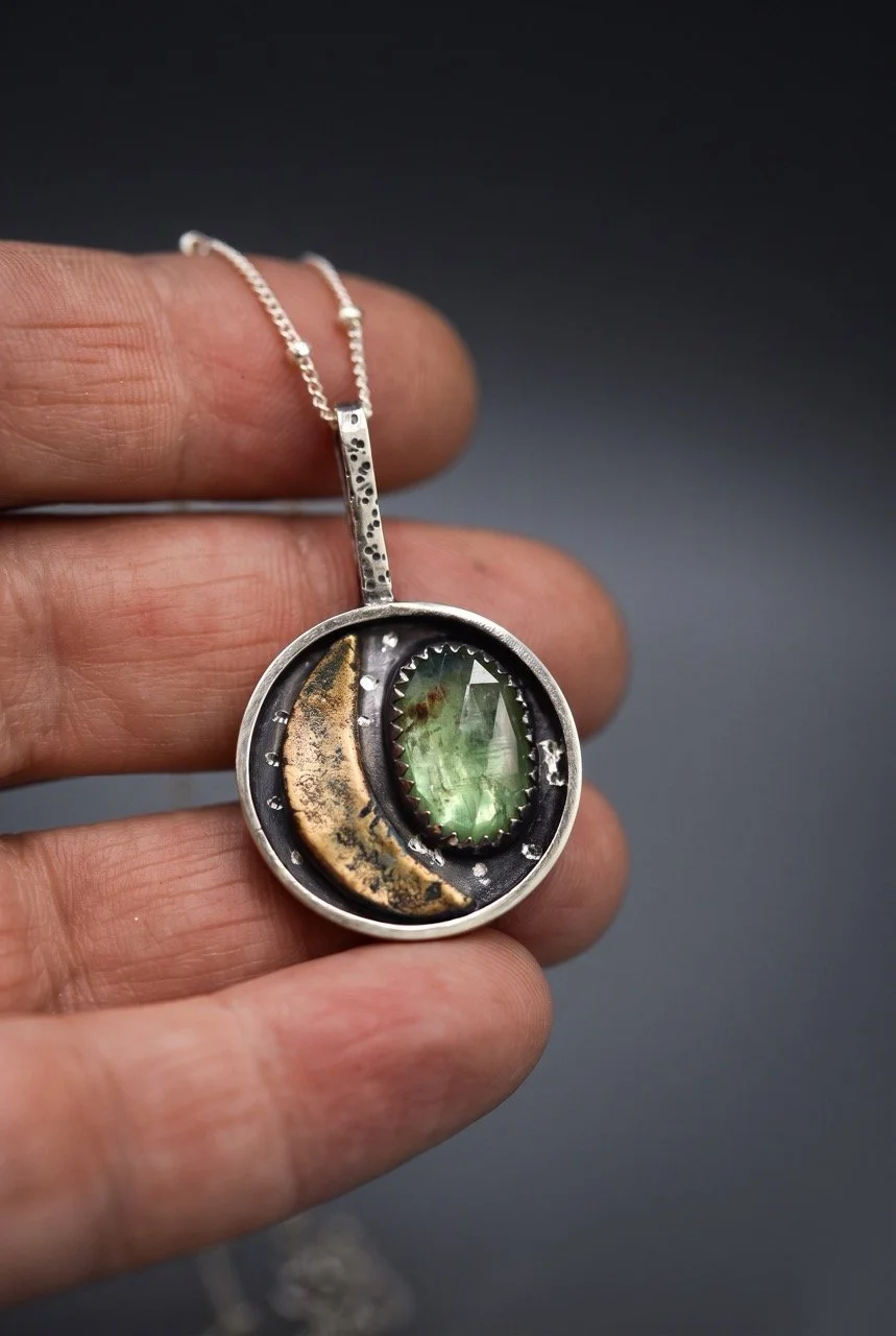 Green-Kyanite-Dreamer-Necklace-Sterling-Silver-Bronze-Celestial-Artisinal-Jewelry Large.jpeg