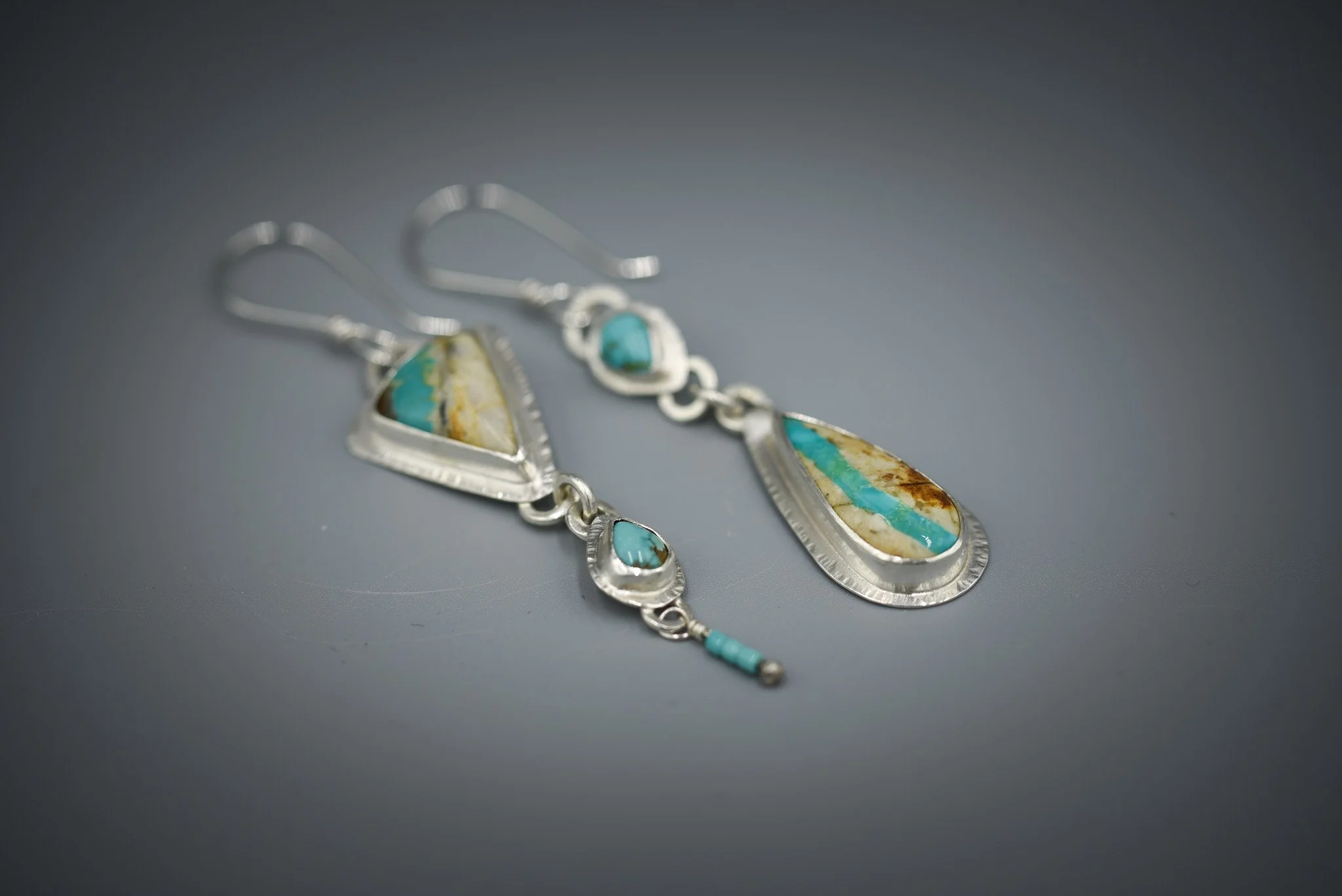 Into the Wind - Asymmetrical Turquoise Earrings