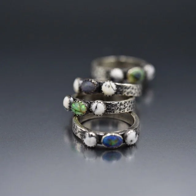 Myriad Rings-opal-White Buffalo-Sterling Silver-artisinal -textured-handmade-3 Medium.jpeg