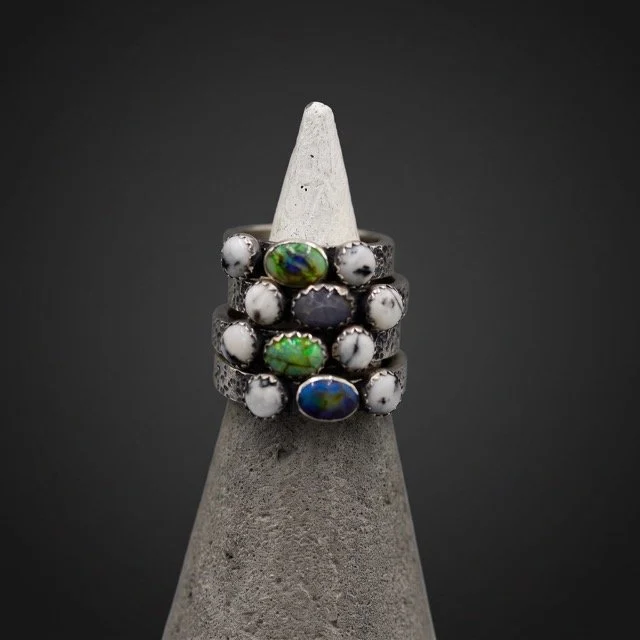 Myriad Rings-opal-White Buffalo-Sterling Silver-artisinal -textured-handmade-2 Medium.jpeg