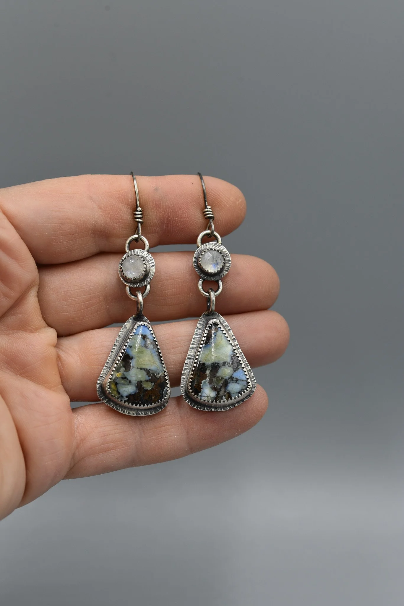 Wild Blue & Rainbow Moonstone Energetic Earrings