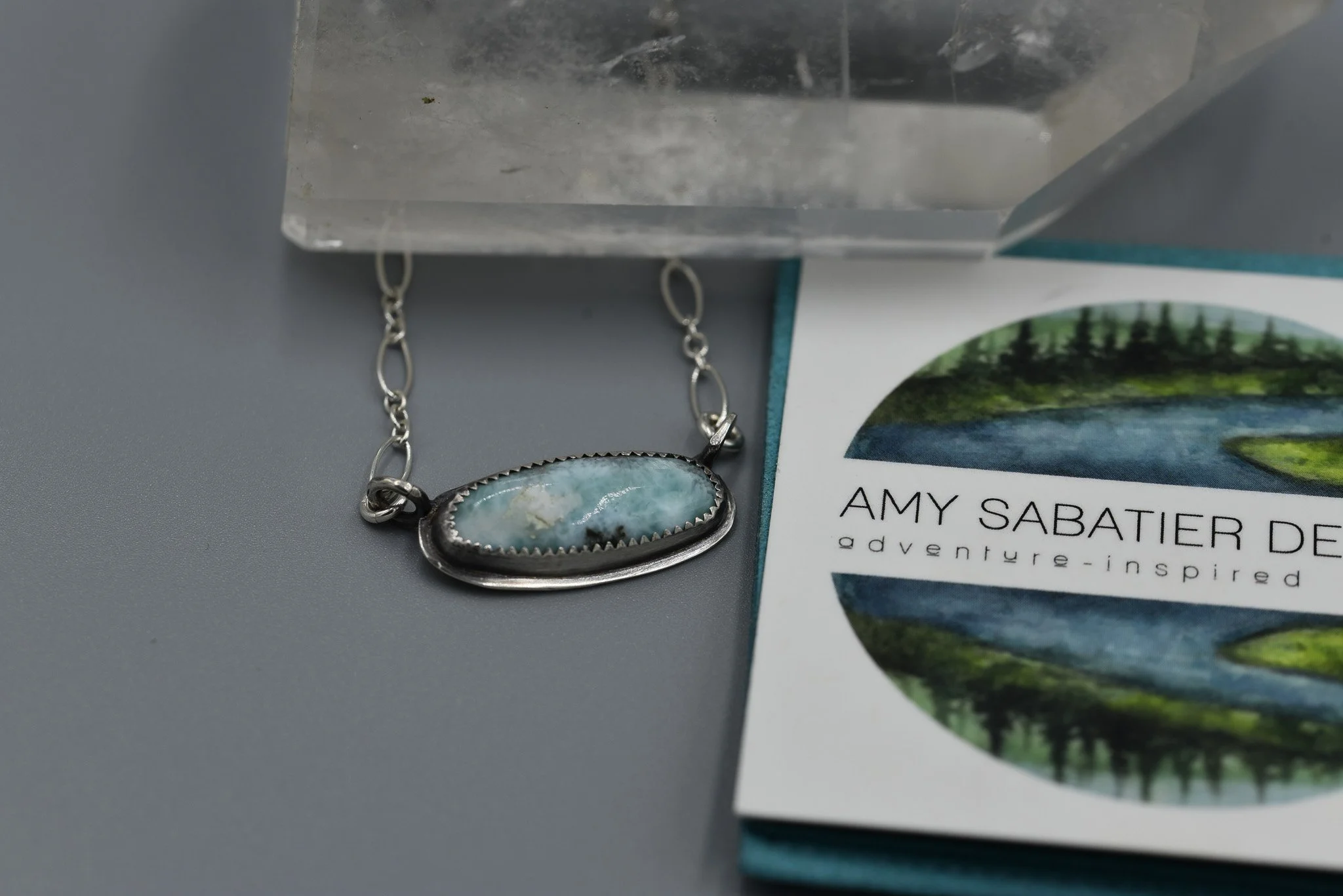 Larimar Oval Bar Necklace