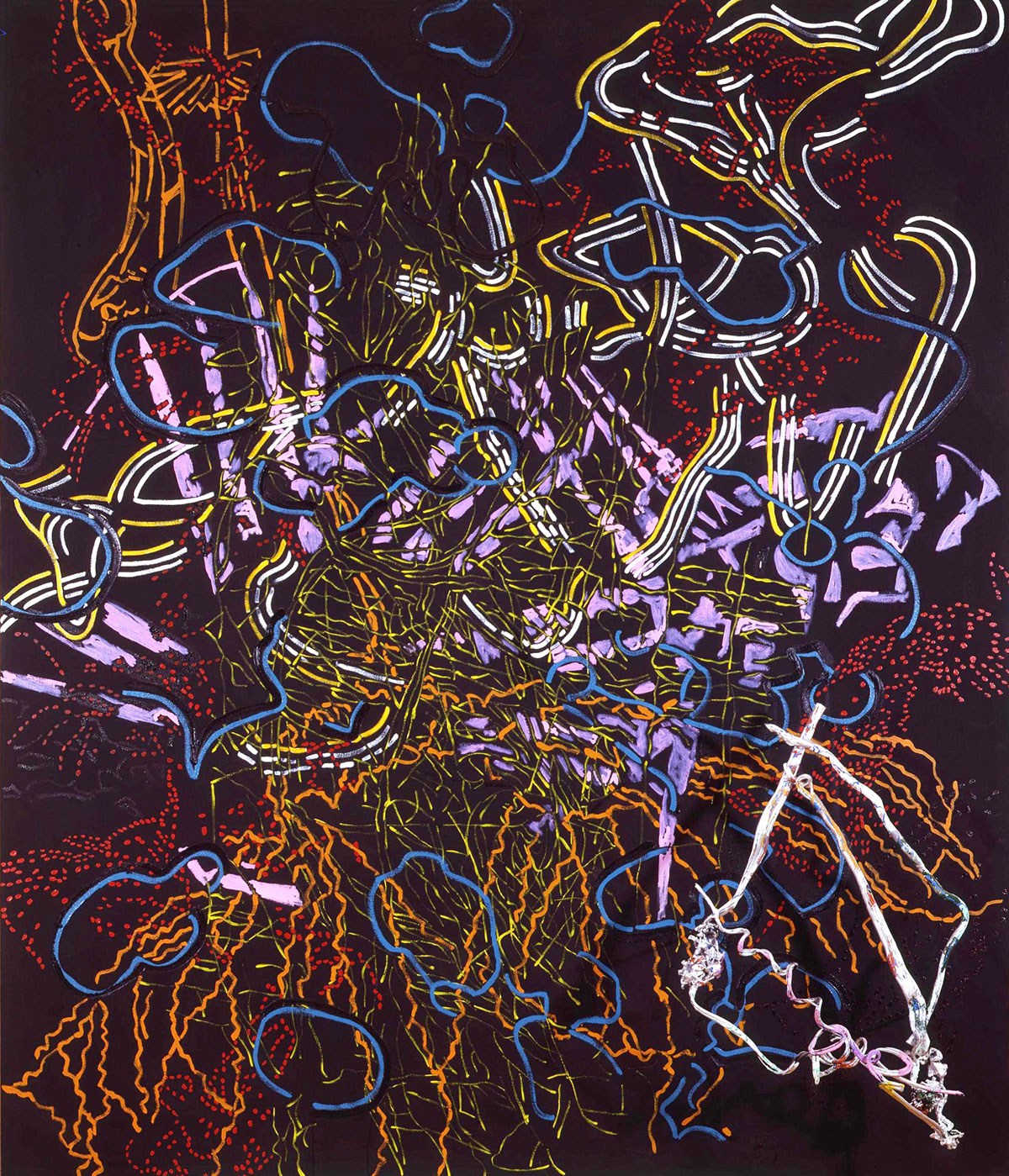 Dispose (Shadow Series), 1983. Oil on canvas with aluminum sculpture. 86 x 74 x 17". Private collection.
