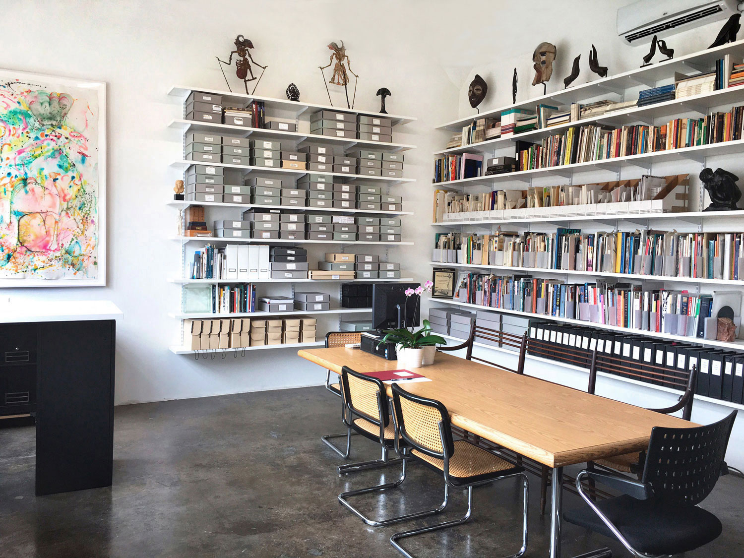 Library and archive with XCOB (watercolor on paper), Nancy Graves Foundation, Long Island City.