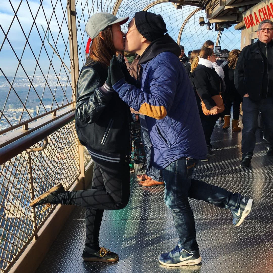Kissy on the Eiffel Tower! (Andrew's idea!)