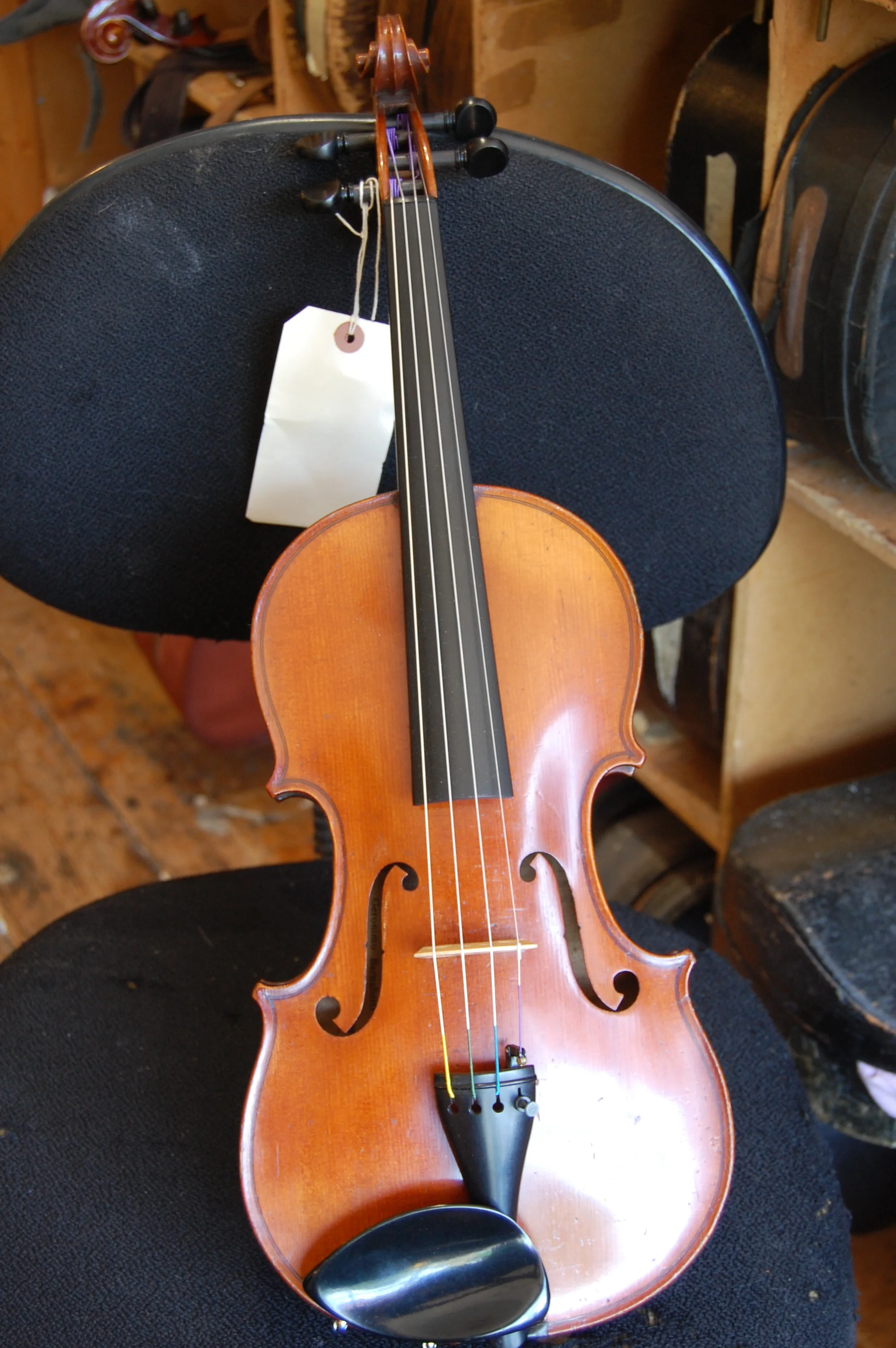 French violin labelled 'JTL, Barnabetti Paris'. Well figured one piece back, front of broad grain. Customer looking for a quick sale, price £2,500 CS009Condition: Excellent, fully restoredTone: 5/5Value for money: 5/5Overall rating: 5/5
