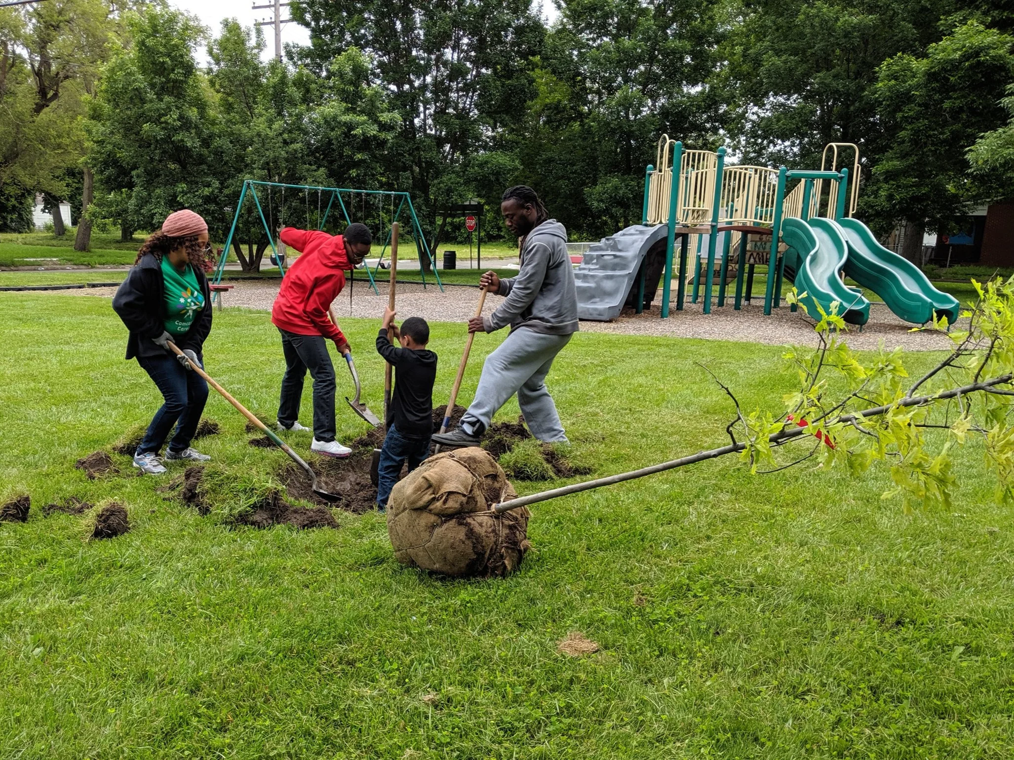 Alita Moore (left) planting trees at Twork Park