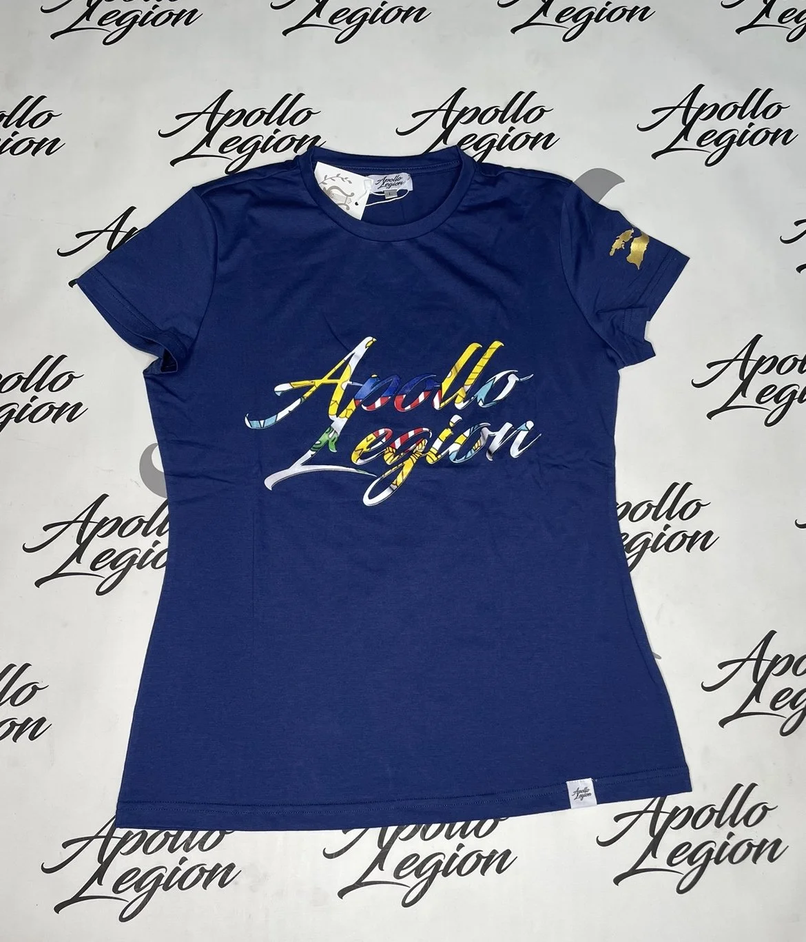Navy Blue T-Shirt w: VI Flag Print (Female).jpeg