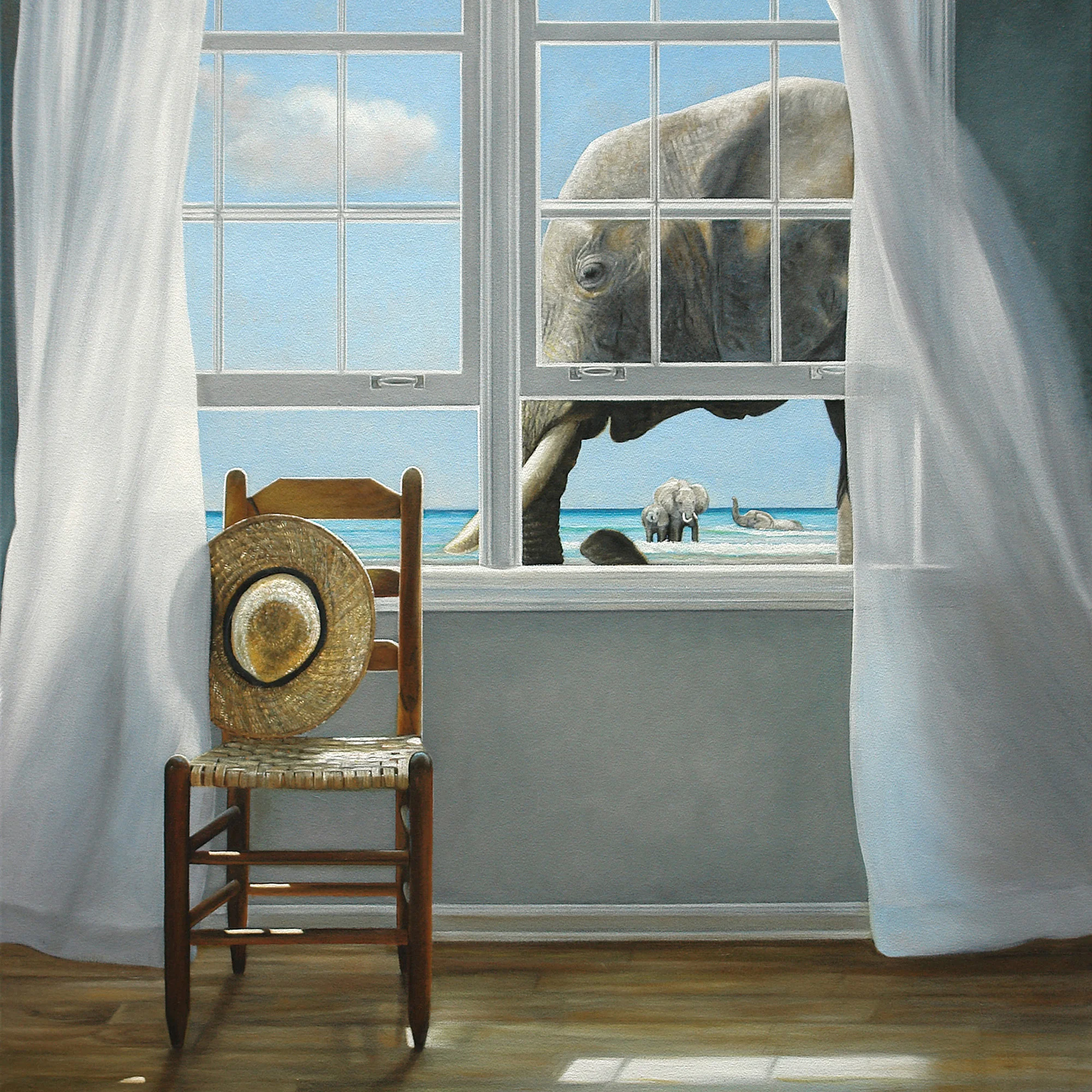 Pachyderm Holiday | 36 x 36 | Oil on canvas