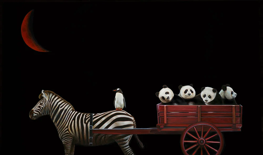 Panda Wagon | 36 x 60 | Oil on canvas
