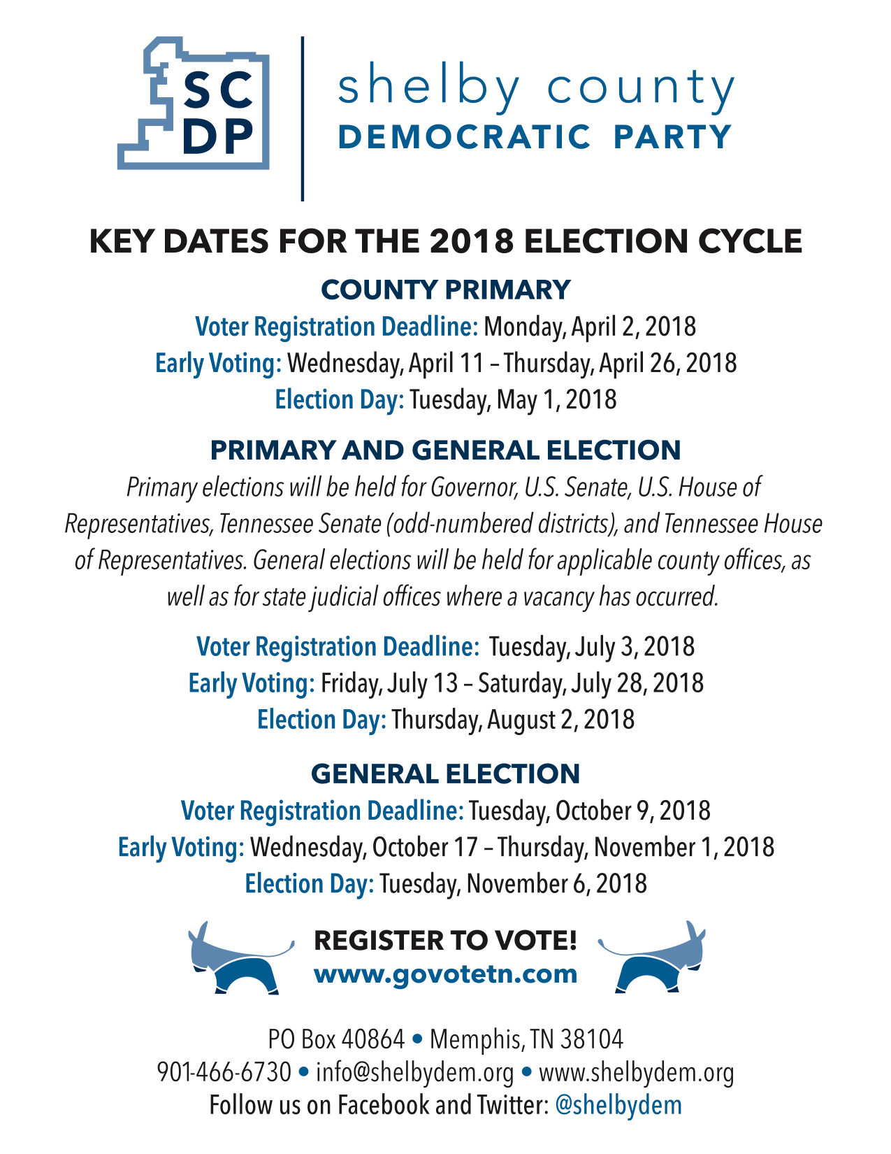 Thanks to SCDP for this reference guide to the election cycle!