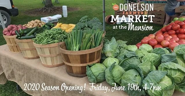 The exciting news you've been waiting for!! The Hip Donelson Farmers Market returns Friday, June 19th at Two Rivers Mansion! 
Be sure to follow our page to get updates on market safety precautions to help you shop safely!

We've missed you all and ca