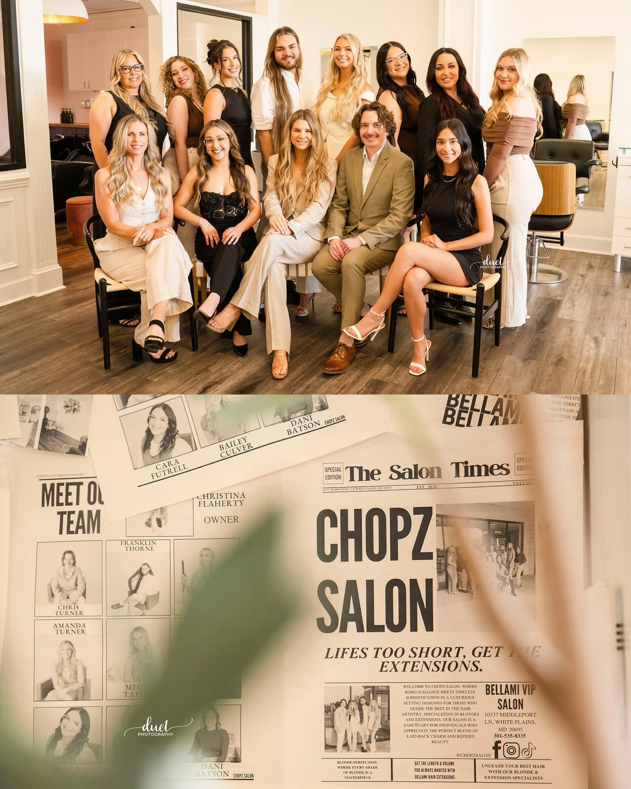 Meet the talented crew at @chopzsalon, based out of White Plains, MD! This is my 3rd time capturing this phenomenal group of artists. This team of stylists specialize in hair color and hair extensions. They are a full service hair salon with a warm a