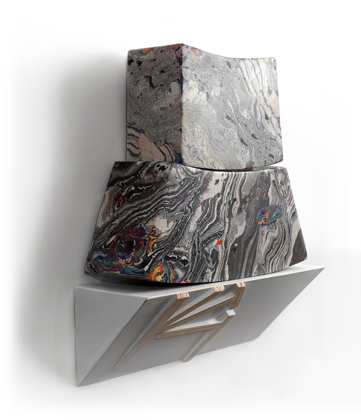 Arch Archive 3 multi- component piece with wood shelf pigmented plaster (scagliola) 2018