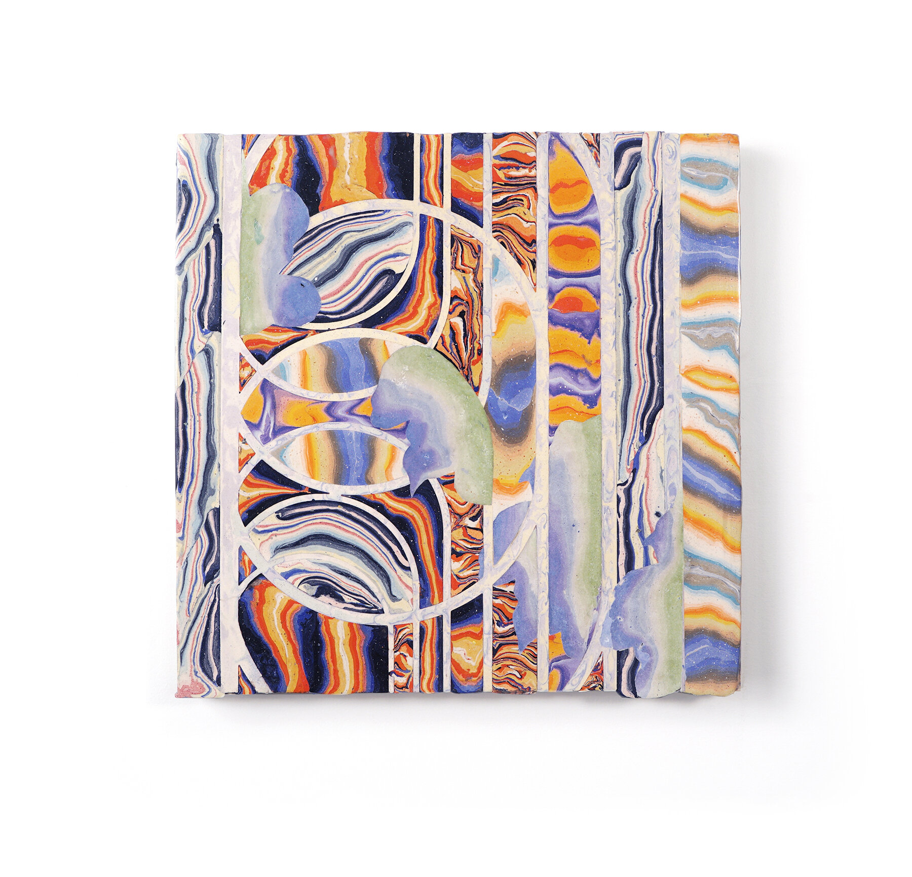   Harmony Surrounds a Pause    Pigmented plaster, scagliola inlay 12 1⁄4 x 12 1⁄4 x 1/2 inches 2021  