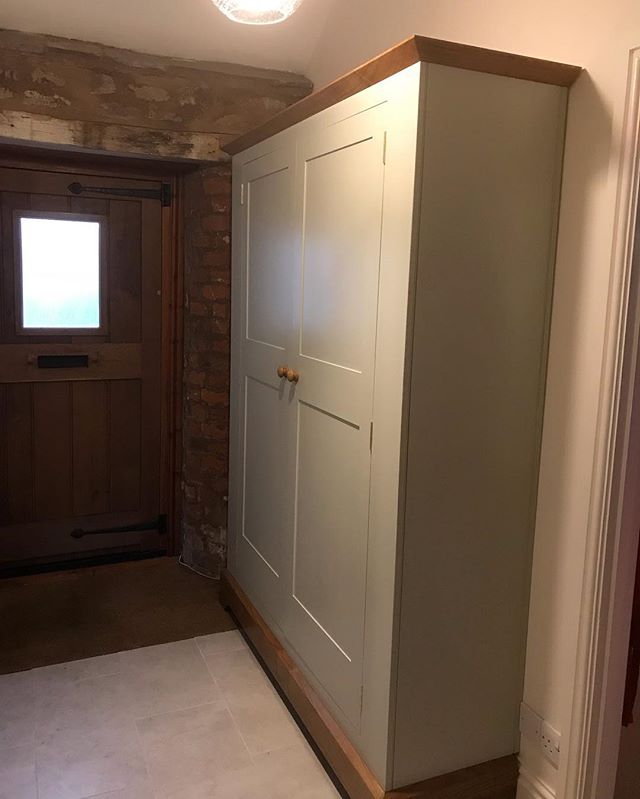 Large hall cupboard in English oak and painted MDF