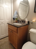 Omega Dynasty - Lynnville Decorative door style - Maple wood - Autumn stain - Cinnamon Blue granite