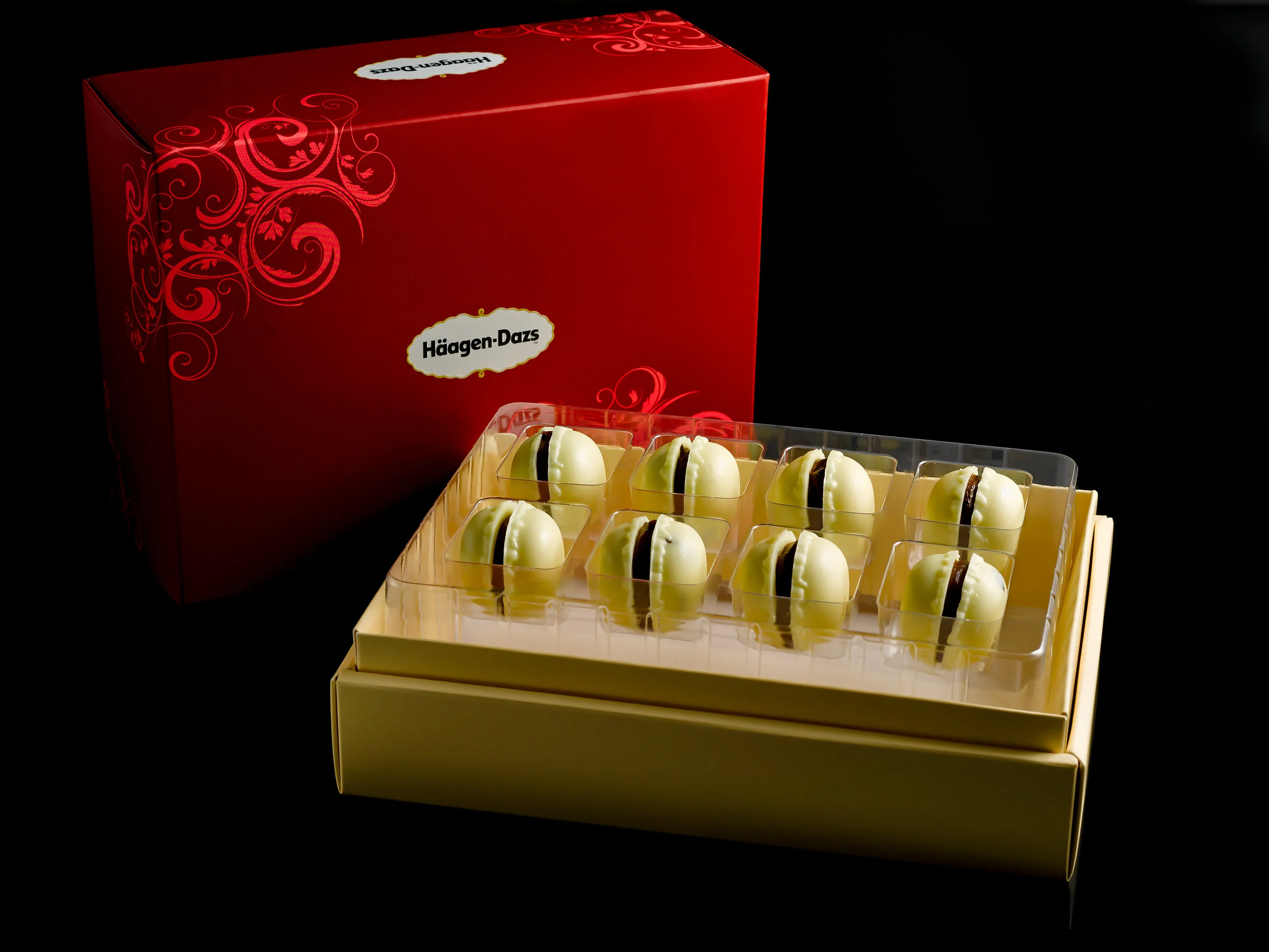 Marc de Champagne Truffle macarons were created specially for this outlet