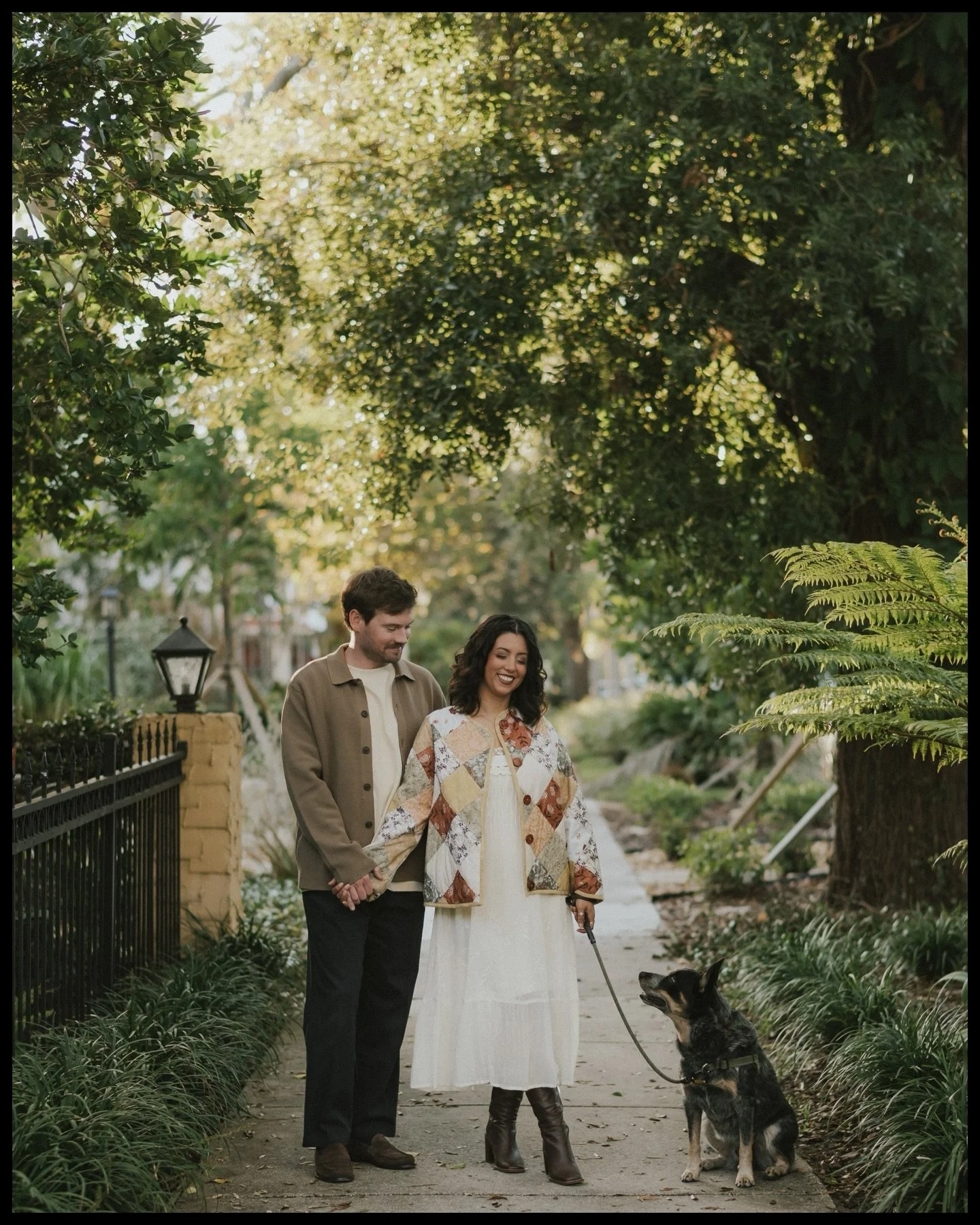 Cece and Kevin&rsquo;s engagement session looked a lot like everyday life: a stroll around the neighborhood with their dog Jax and golden hour tucked between the trees. It just felt like home.🏡 

StillsbySufia.co
Florida engagement photographer base