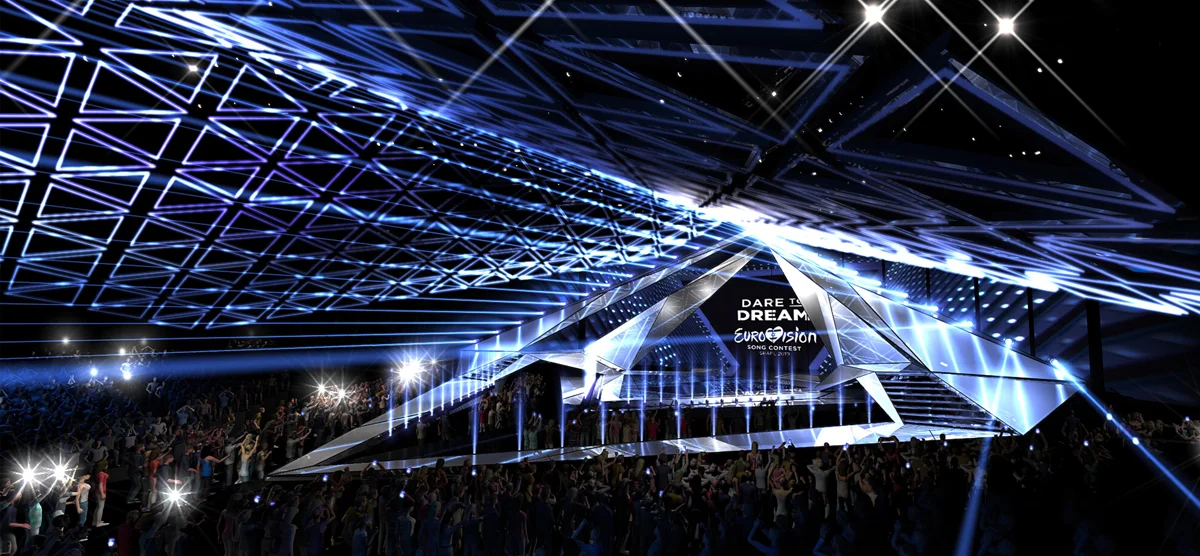 Rendering of the Eurovision 2019 stage at Expo Tel Aviv © KAN