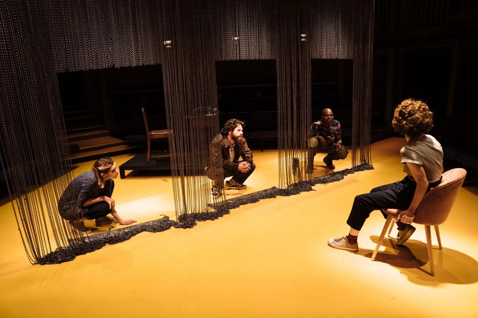 Amsterdam Hara Yannas, Daniel Abelson, Fiston Barek, Michal Horowicz in AMSTERDAM by Maya Arad Yasur - Orange Tree Theatre - photo by Helen Murray.jpg
