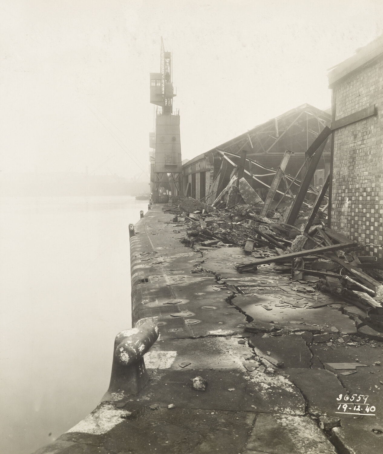 Bomb damage to London Dock, December 1940
