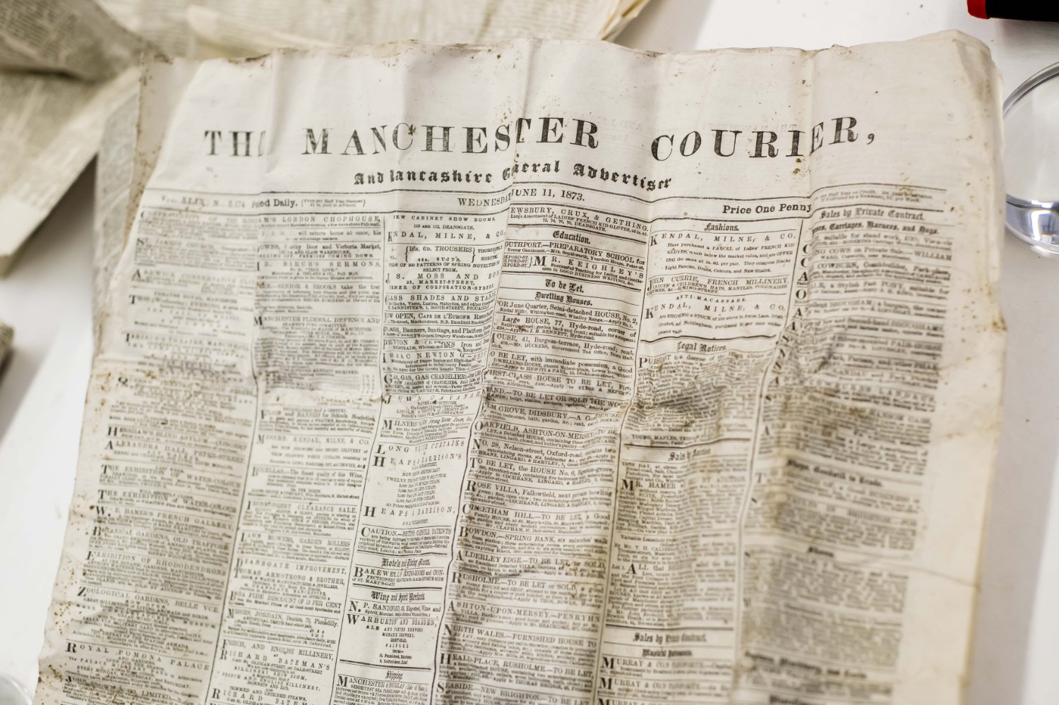 The Manchester Courier issue from 11-6-1873 found in the time capsule, credit Chris Payne 2023 SML.jpg