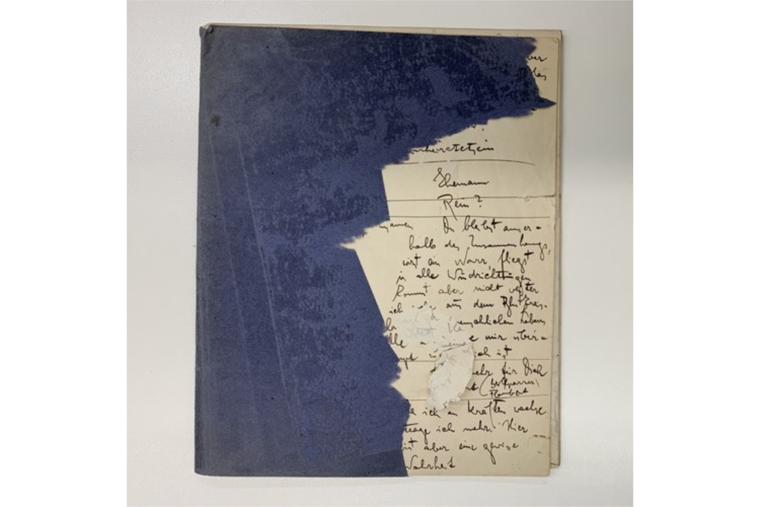  Kafka's Blue Notebook, featuring a list of Hebrew vocabulary words and their German translations, courtesy of the literary estate of Max Brod © National Library of Israel 
