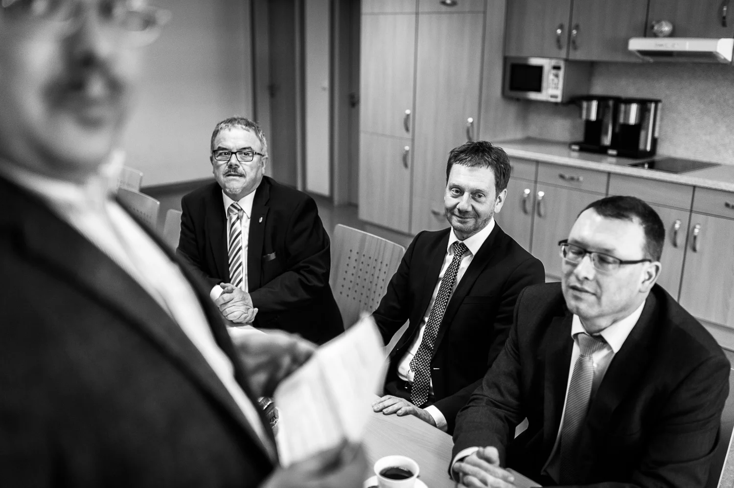 Michael Kretschmer, Ministerpraesident von Sachsen aufgenommen beim Unternehmensbesuch der Metall- und Stahlbau Lippmann in Geyer, 05.02.2018
//Foto: Pawel Sosnowski www.pawelsosnowski.com
