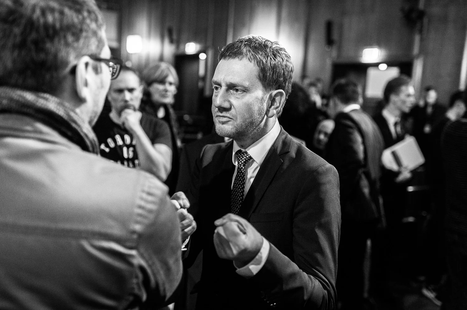 Michael Kretschmer, Ministerpraesident von Sachsen aufgenommen waehrend der Veranstaltung 'Das Sachsengespraech' in Aue, 05.02.2018.
//Foto: Pawel Sosnowski www.pawelsosnowski.com