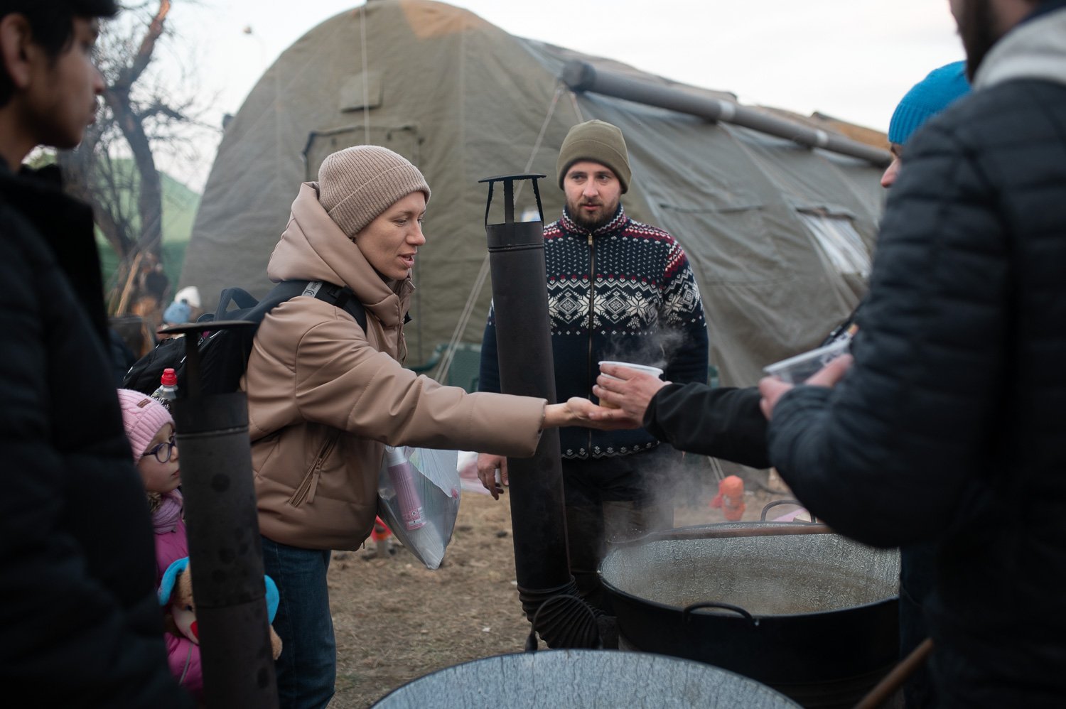  Temporäres Flüchtlingslager in Vysne Nemecke, Slowakei 03.03.2022 