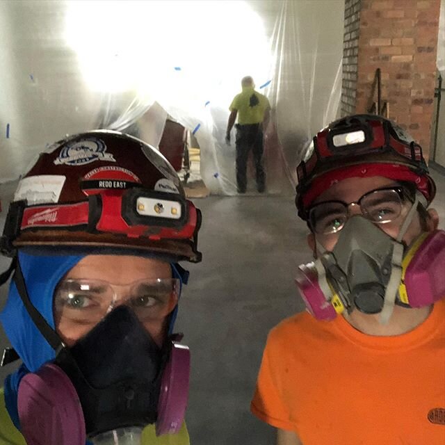 Double trouble. #bros Third phase of our #ardex K-520 pour. Did the first 1/2in lift last Friday, MC rapid last night and our final 1/2in neat pour today.  Tomorrow, we polish.