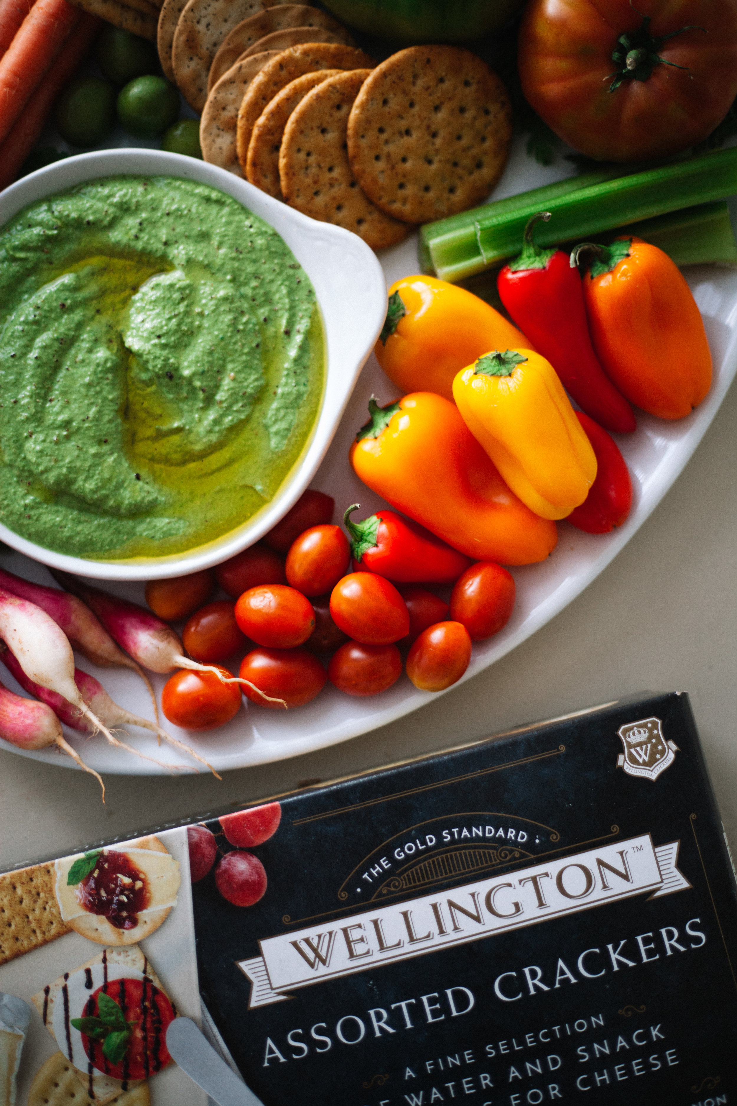 autumn crudité platter with pesto ricotta dip — Marina Gunn Martin