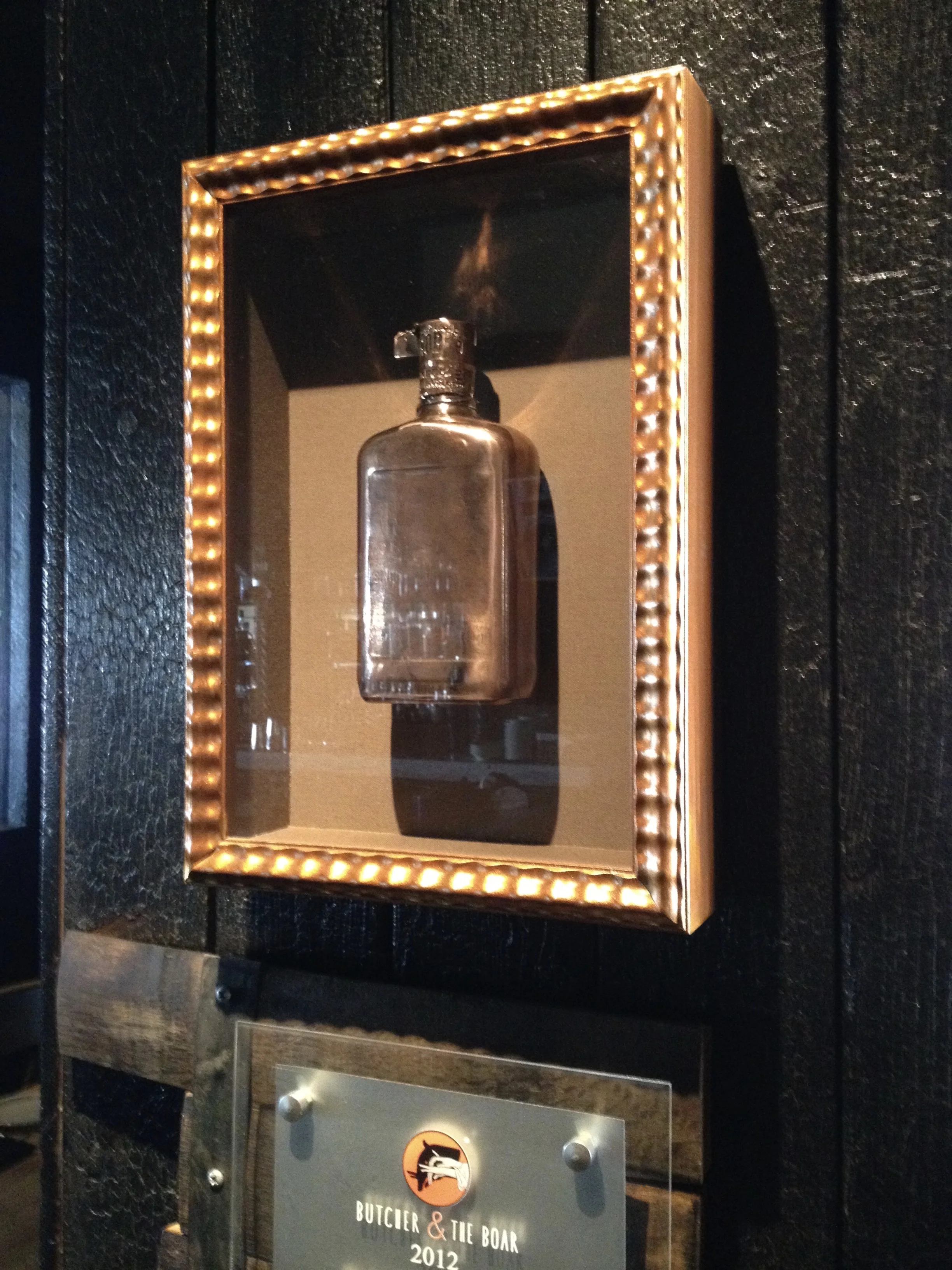 Framed Whiskey Bottle For Butcher & The Boar