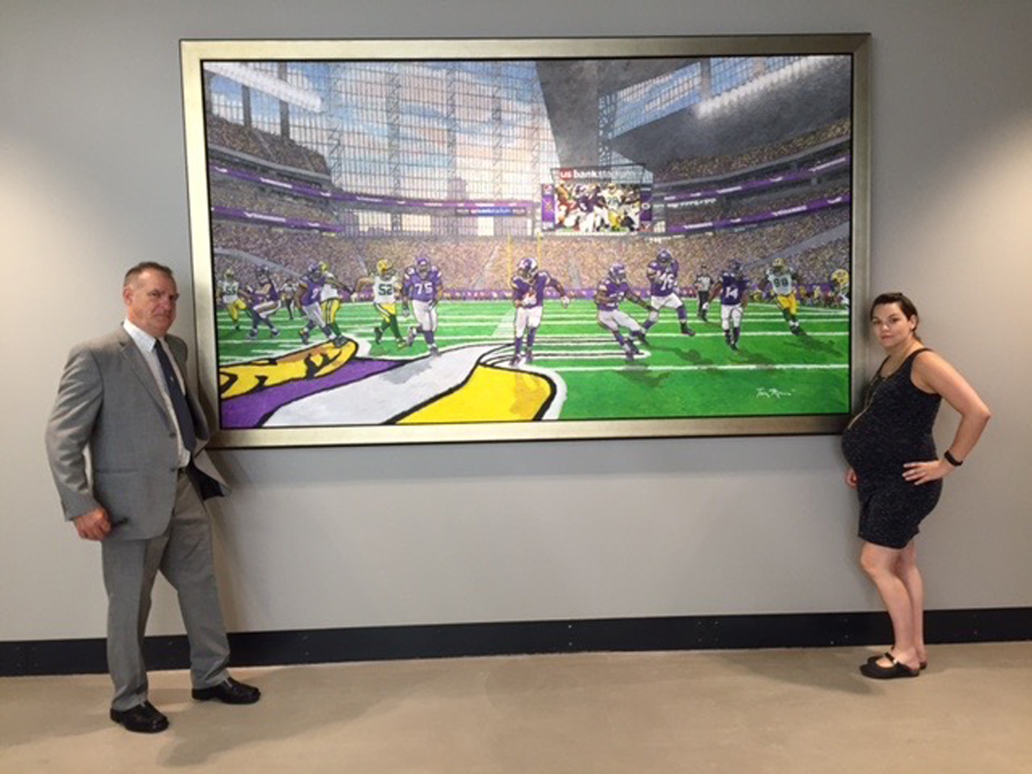  Large canvas by Tom Mosser that we stretched and framed for US Bank Stadium. 