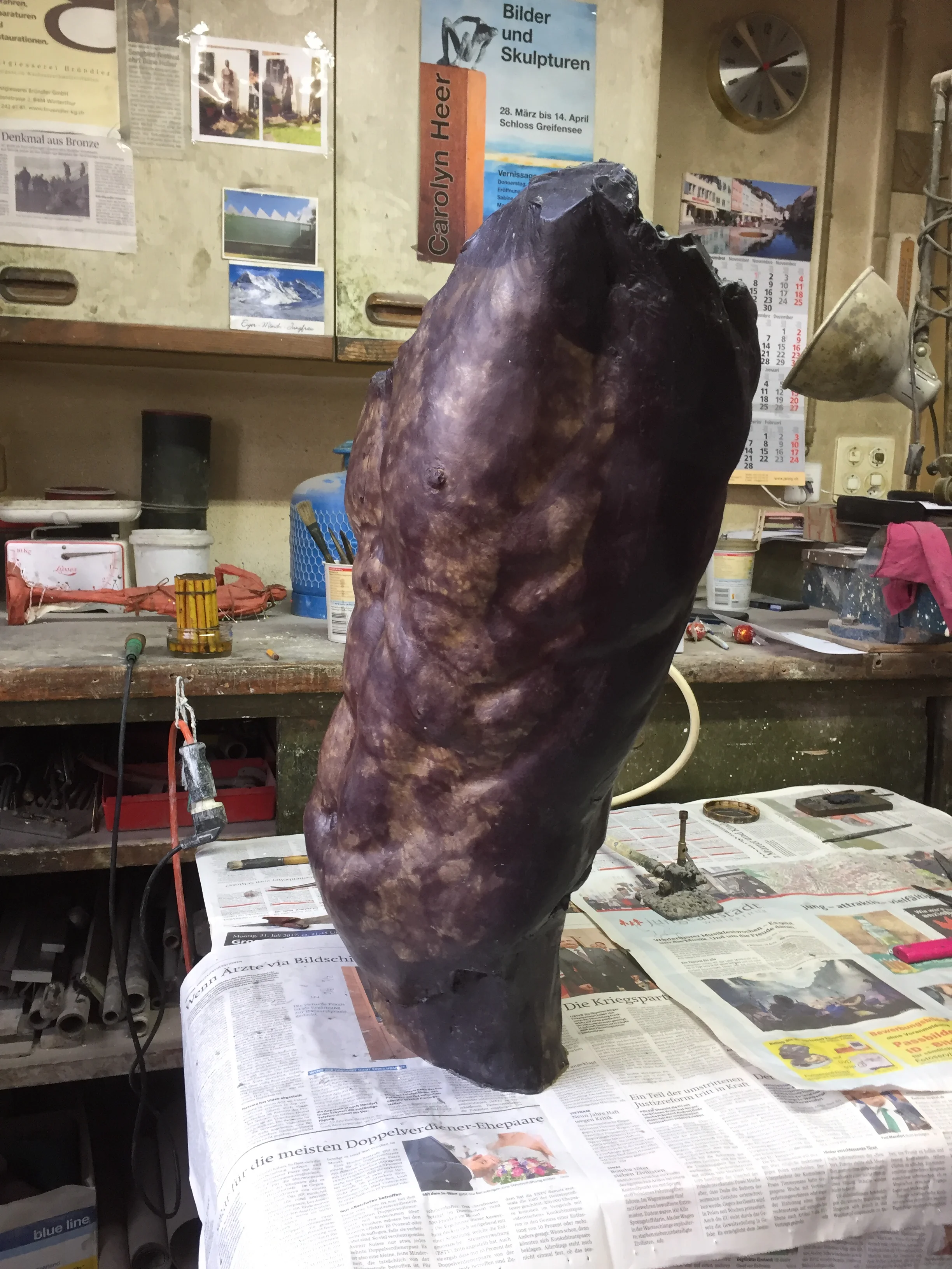 at the foundry: Torso in wax 