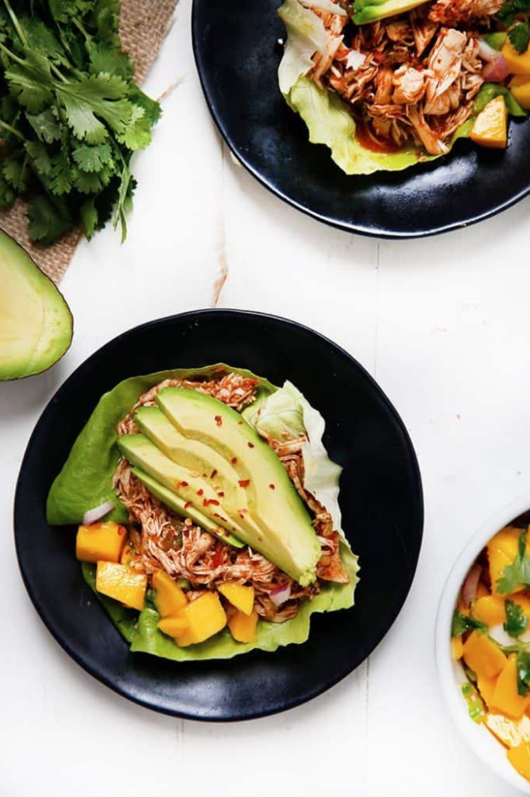 Caribbean Pulled Chicken Lettuce Wraps