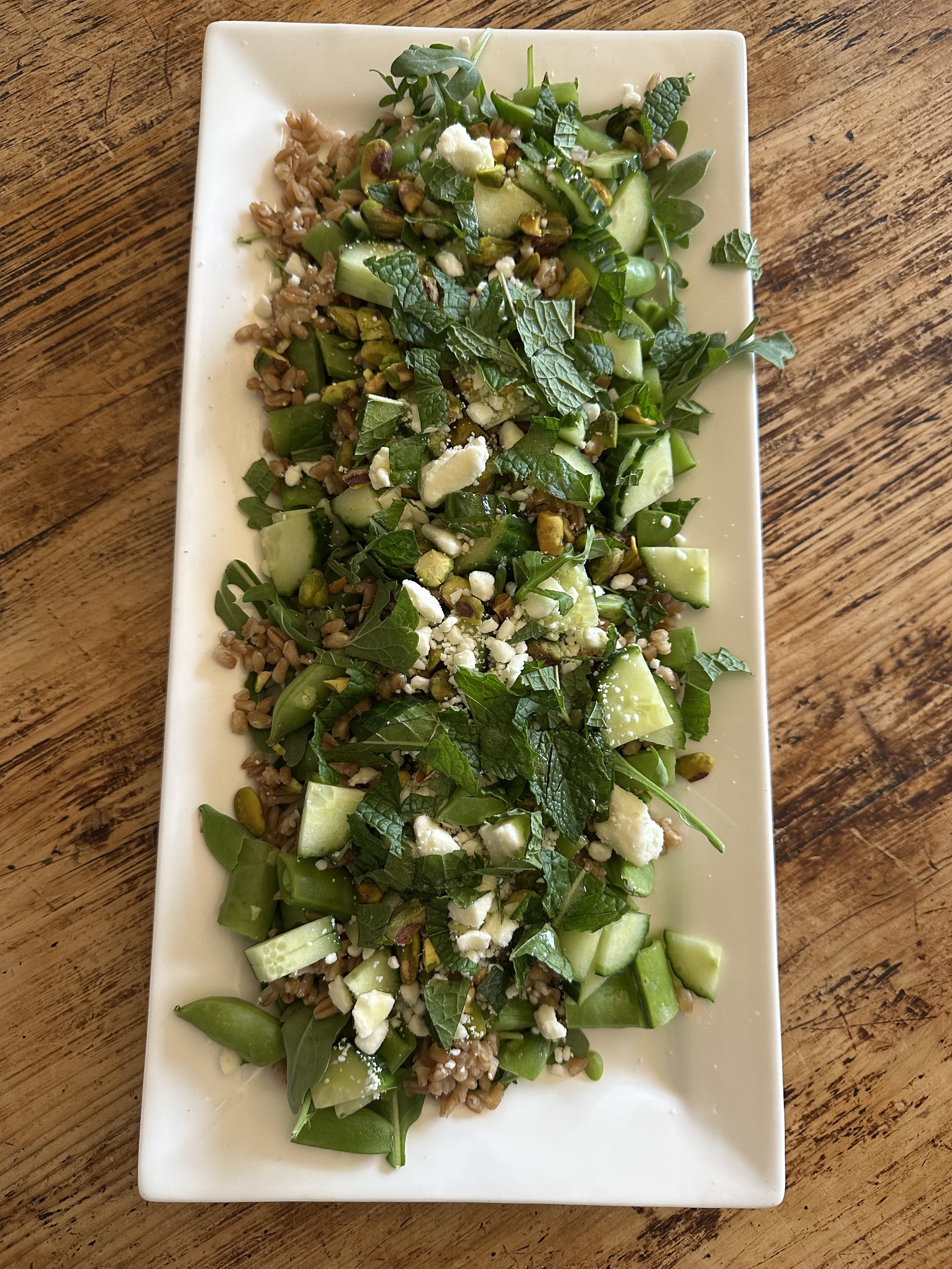 Herby Pea Feta Cucumber Grain Salad