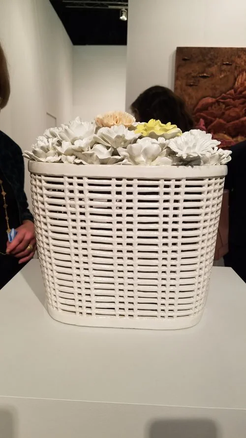Ai Weiwei, Bicycle basket with flowers in Porcelain, 2015, Porcelain, courtesy of Lisson Gallery