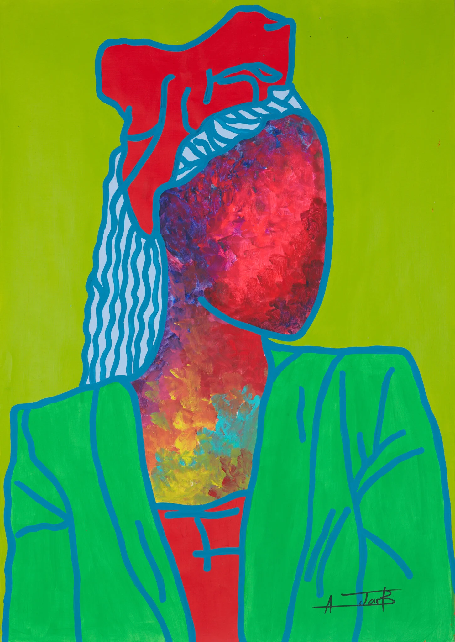 Ajarb Bernard Ategwa, Aunty Mercy, 2020, Acrylic on paper, 92 cm x 64 cm