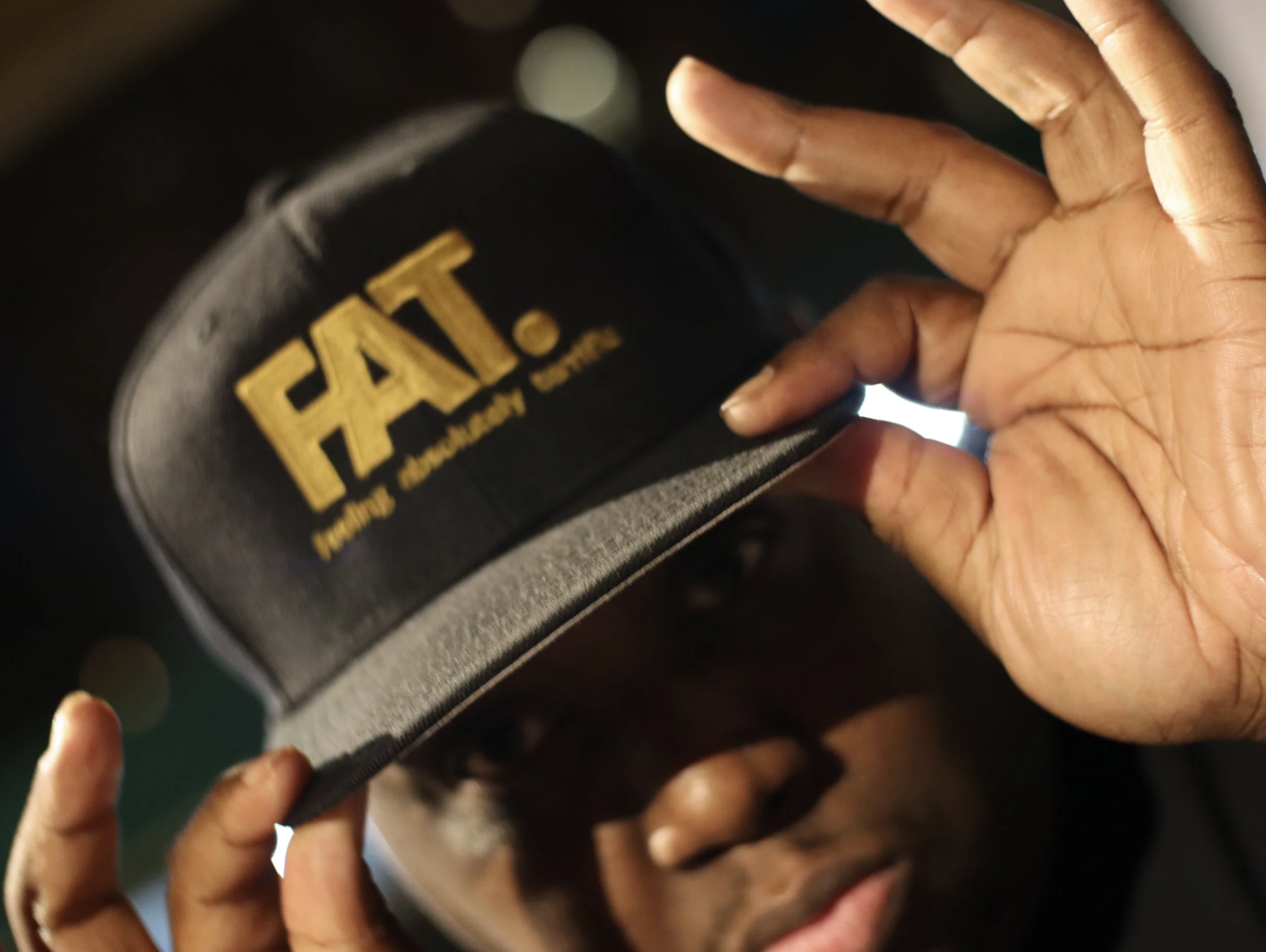 the FAT Black & Gold Signature Snapback