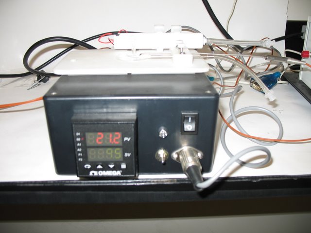  Schier Lab: Driver for a rapid-response temperature controlled  microscope stage instert. The unit is capable of changing temperature at  a rate of 2 degrees C/s.   