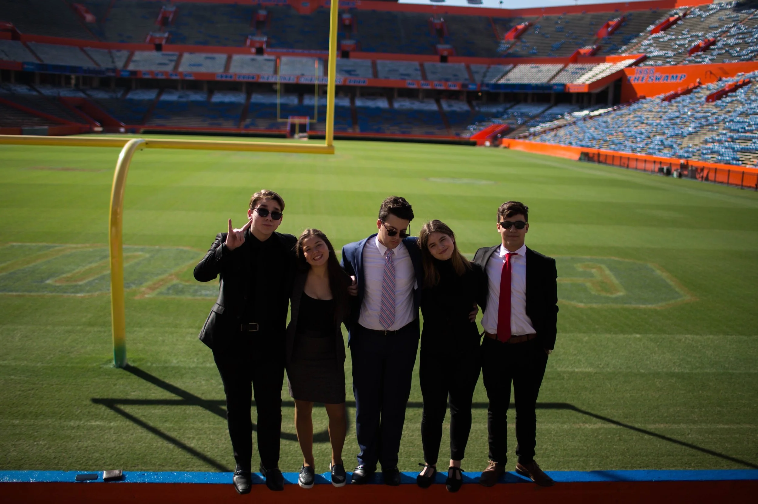 (left to right) Alejandro Cuellar, Andrea Lopez, Matthew Gonzalez, Marcela Ferran, and Alex Duarte at The Swamp for Blue Key 2016 in October.