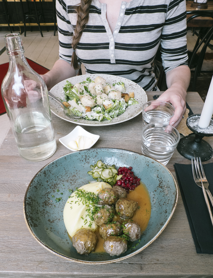 Having a lunch of traditional, and not so traditional, Swedish meatballs at Meatballs for the People, Stockholm.