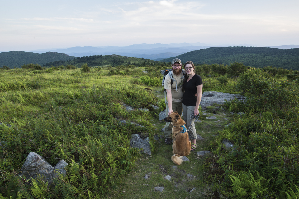 My wife and I hiking with Jack at Grayson Highlands, Virginia.