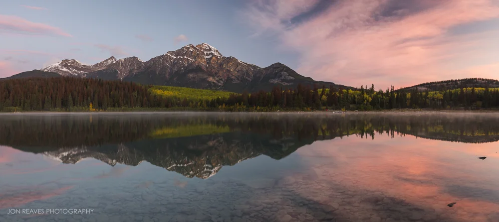 Pyramid Mountain sunrise at Patricia Lake, Jasper National Park