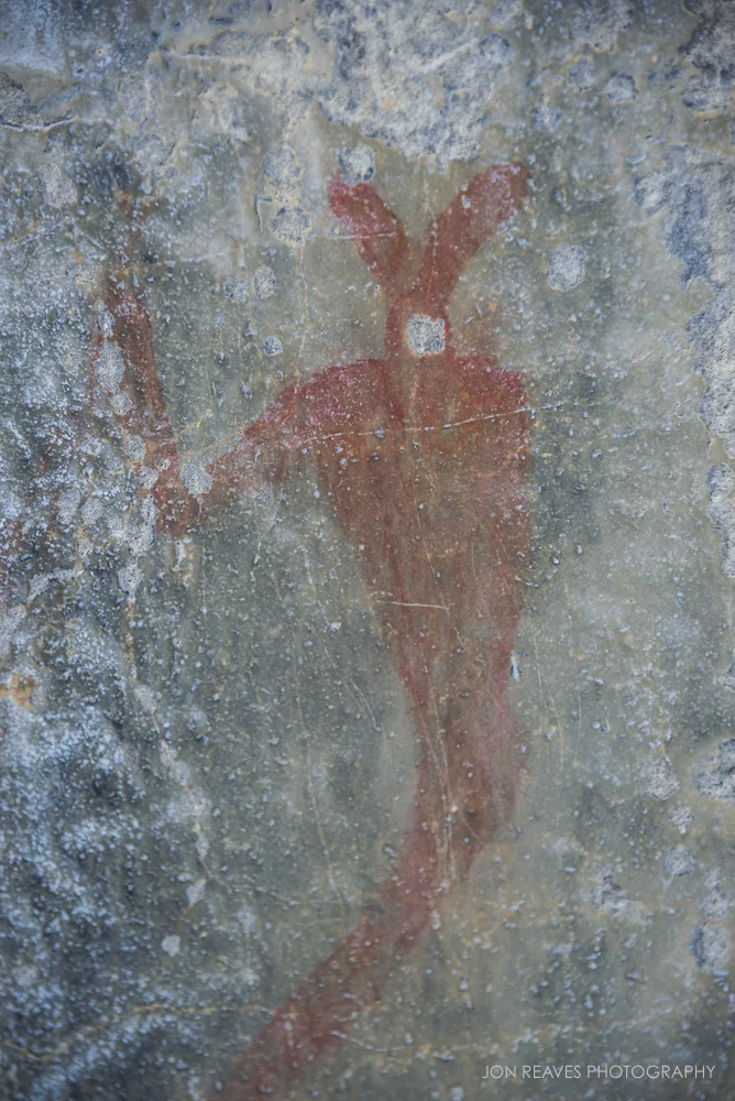 Close-up of 500-1000 year-old Pictograph, Grotto Canyon, Alberta