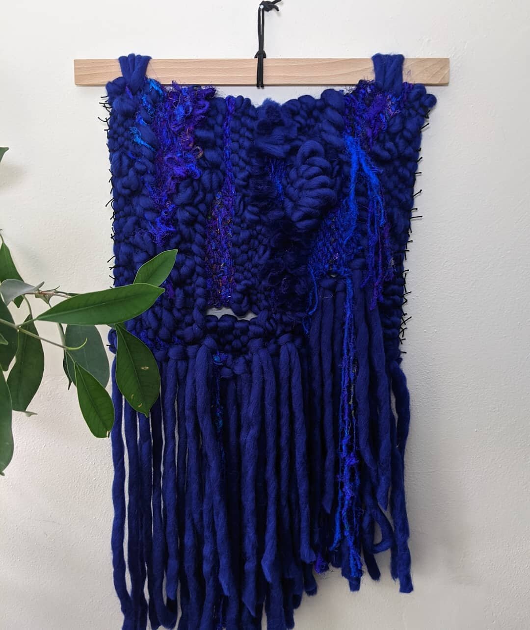 Also new and available now at Area 61, &quot;Blue By You&quot; 14&quot;x29&quot; sidewoven and blue AF. 
.
.
.
.
.
#wovenwallhanging
#handwoven
#soblue
#modernweaving
#color
#texture
#chattanoogaart
#area61artist